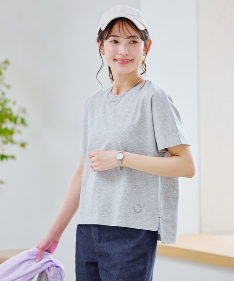 プレーティング天竺 ドルマンスリーブ Tシャツ【接触冷感】