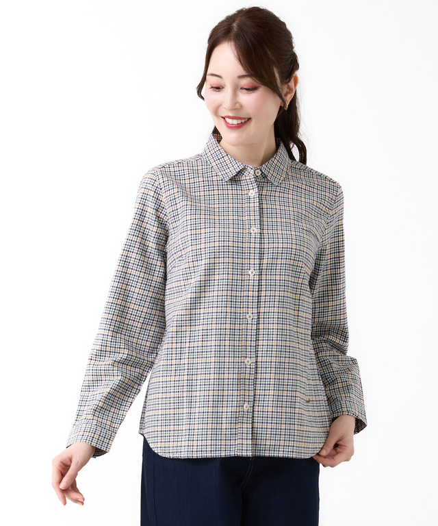 クロコダイルタータン レギュラーカラー ブラウス