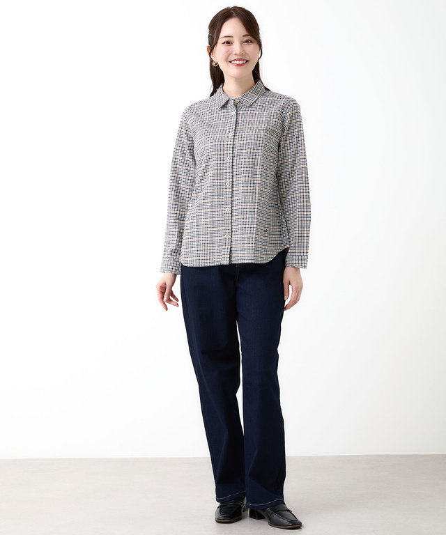 クロコダイルタータン レギュラーカラー ブラウス