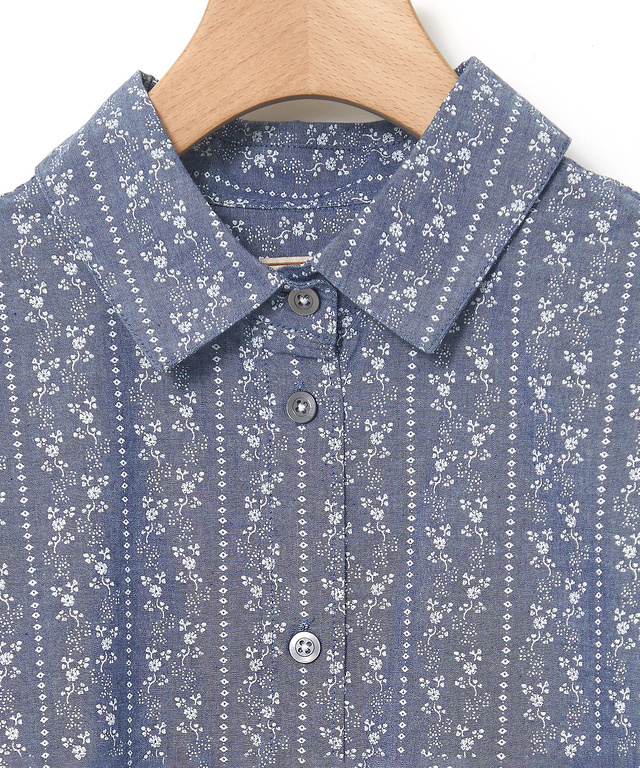 ダンガリー プリント ブラウス