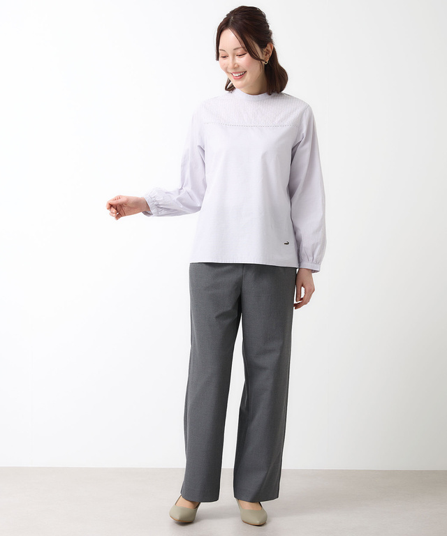 スタンドカラー 刺繡 ブラウス