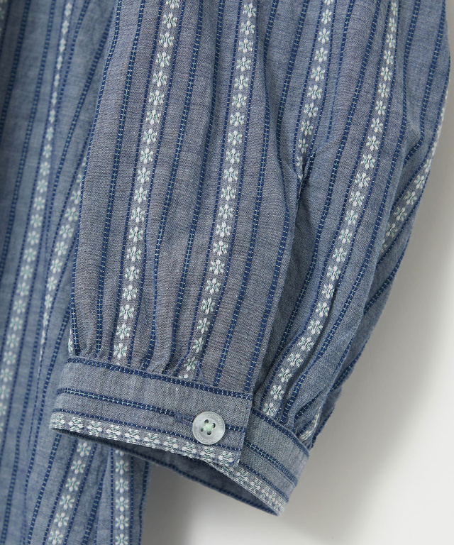 ジャカード スキッパー 七分袖ブラウス 