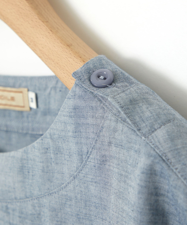 ダンガリー 刺繍 ブラウス