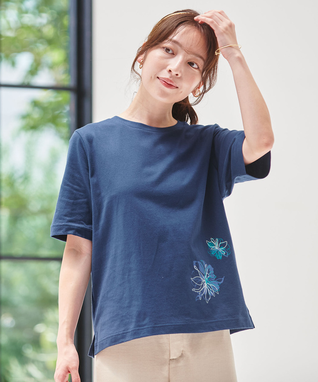 花柄 プリント Tシャツ