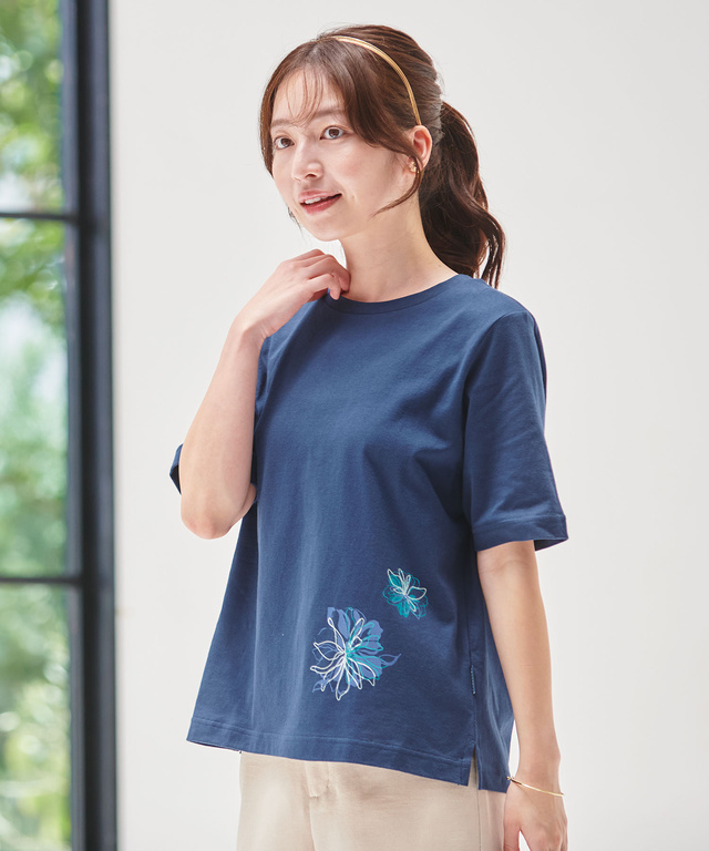 花柄 プリント Tシャツ