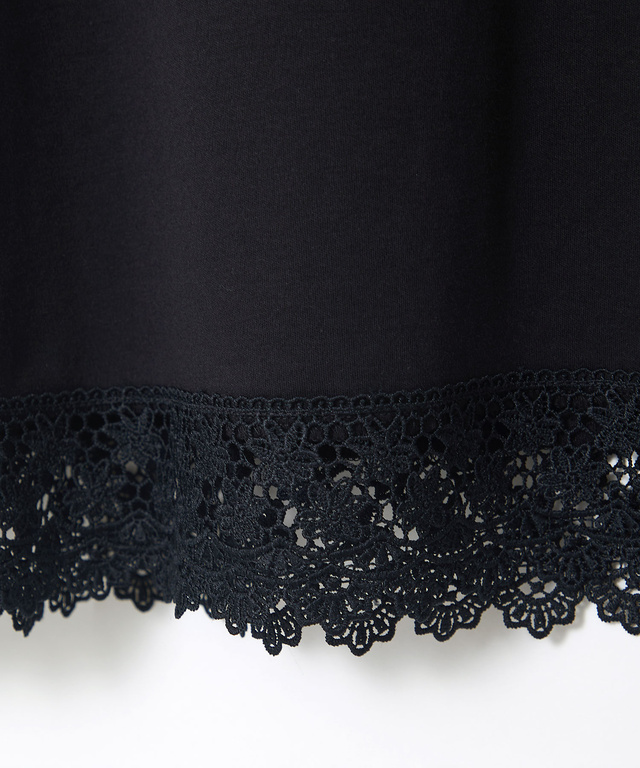 レース裾 ハイネック プルオーバー