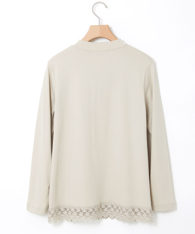 レース裾 ハイネック プルオーバー