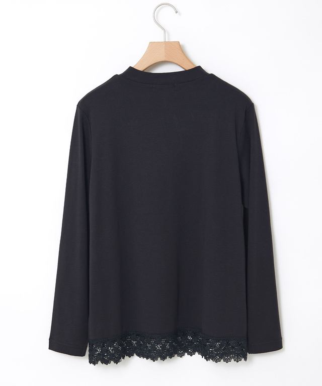 レース裾 ハイネック プルオーバー