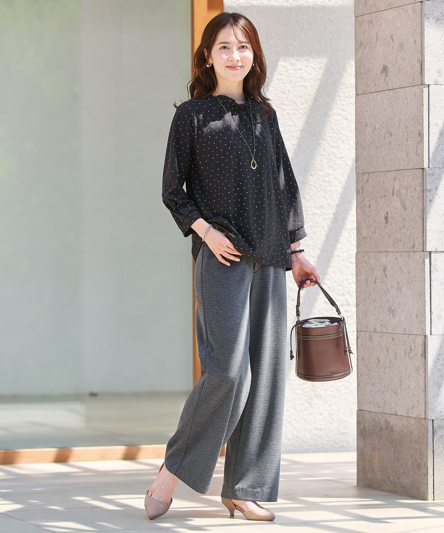 幾何学模様 ギャザー カットソー