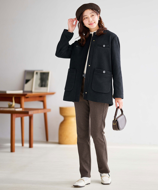 ケーブル柄 ハイネック カットソー