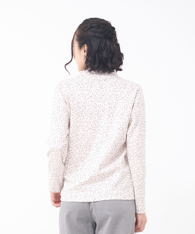 花柄プリント ハイネック プルオーバー