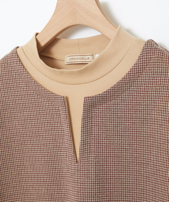 千鳥柄 ドッキング チュニック