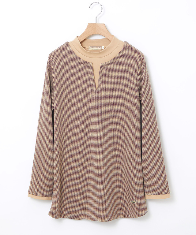 千鳥柄 ドッキング チュニック