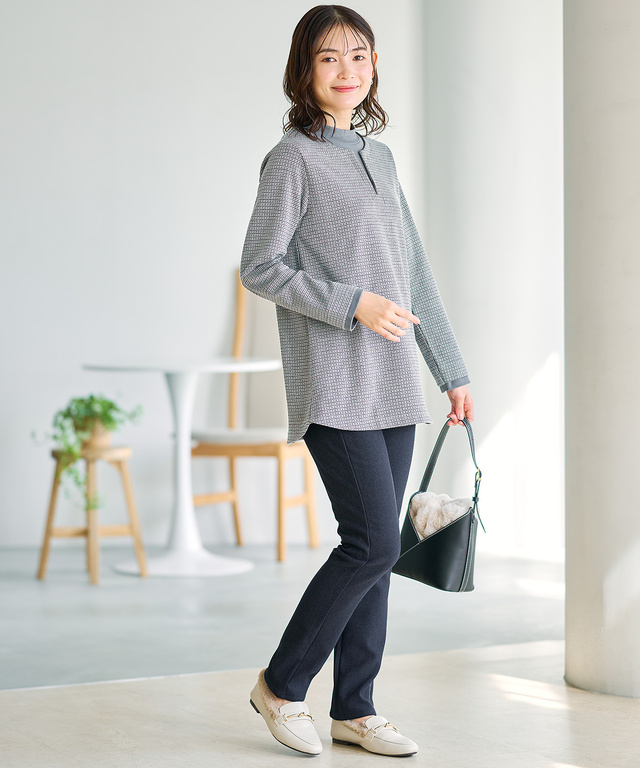 千鳥柄 ドッキング チュニック