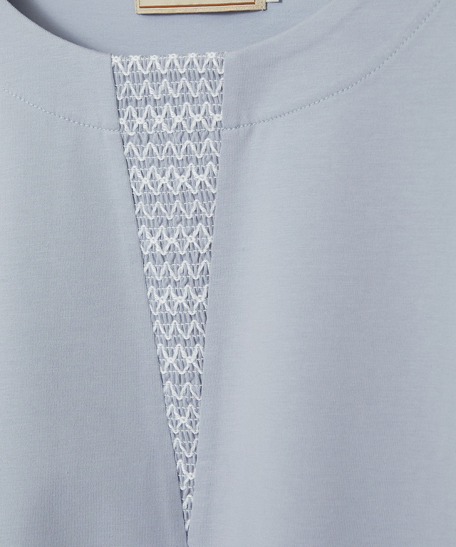 スモッキング刺繍 七分袖 カットソー