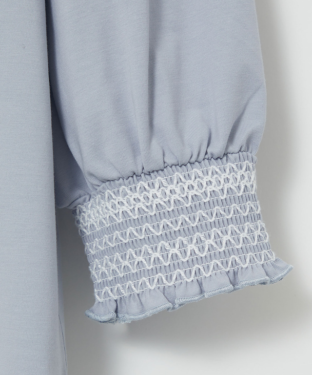 スモッキング刺繍 七分袖 カットソー