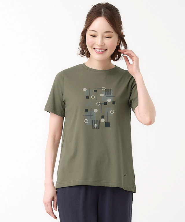 プレーティング天竺 モチーフプリント Tシャツ【UVカット】