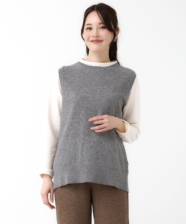 2WAY スリット ニットベスト【手洗いOK】