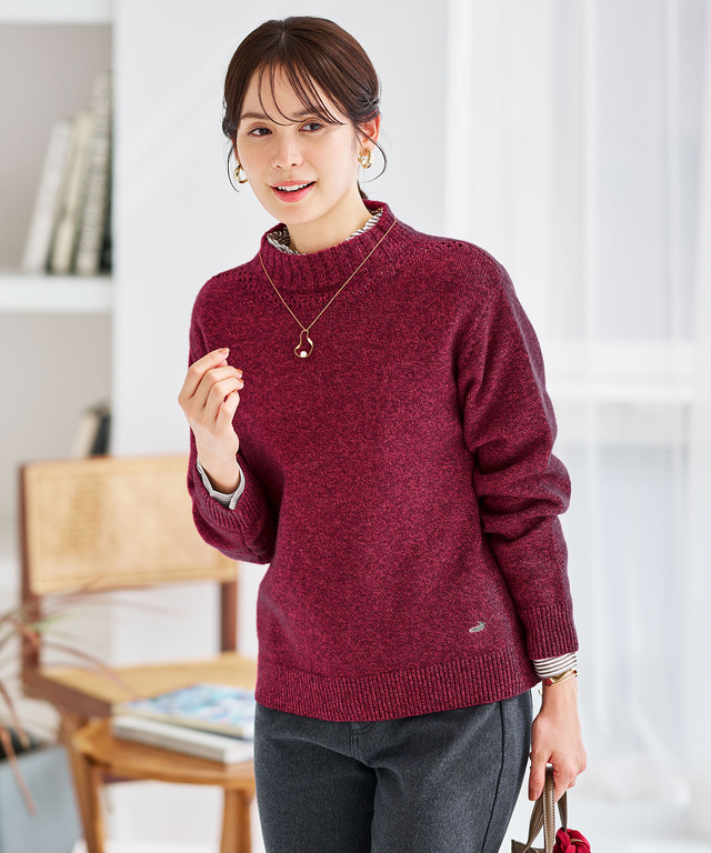 ボトルネック プルオーバーニット 