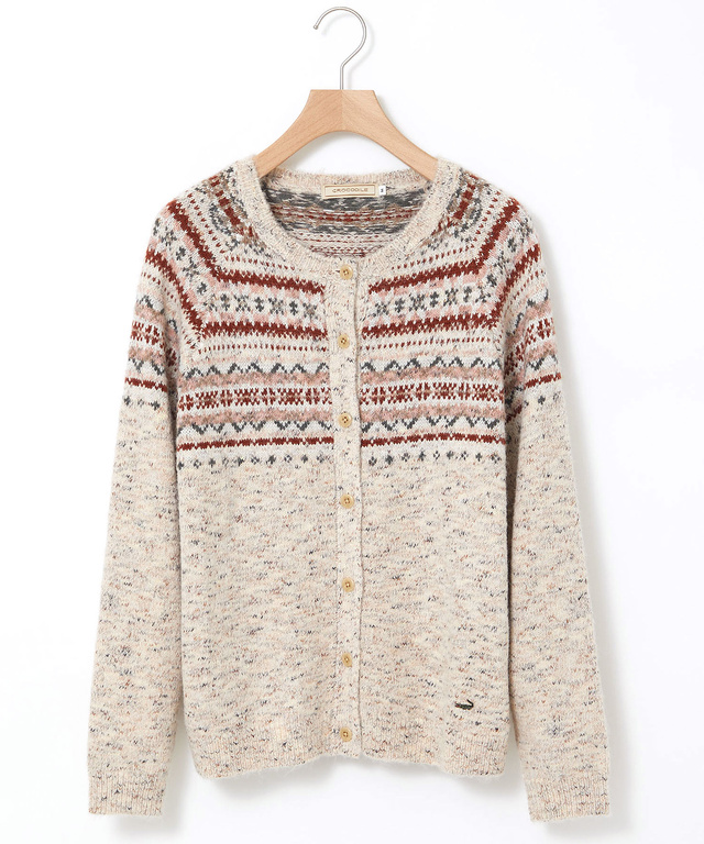 フェアアイル柄 ニットカーディガン 【手洗いOK】