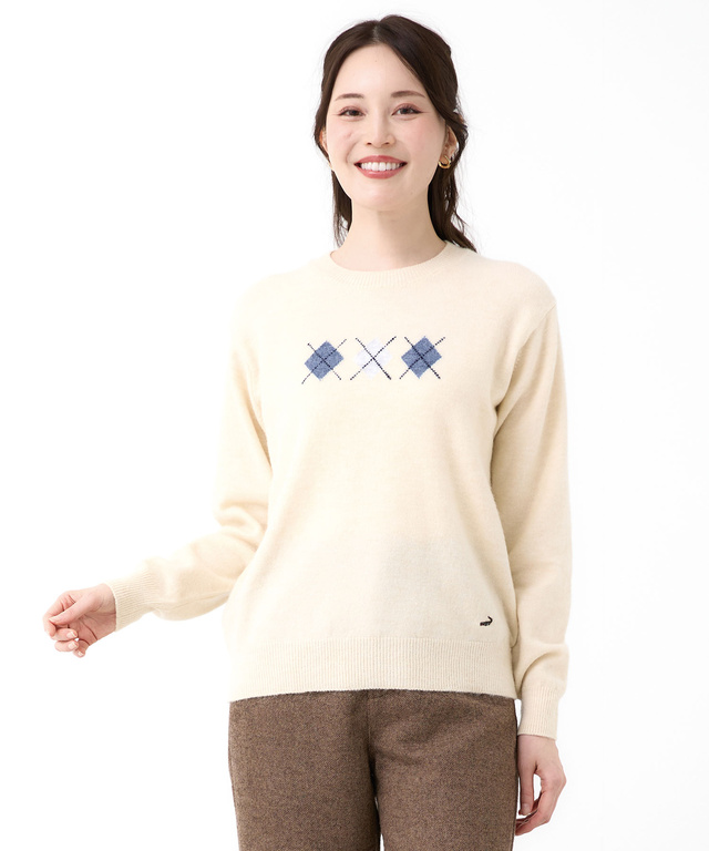 アーガイル プルオーバー ニット【手洗いOK】