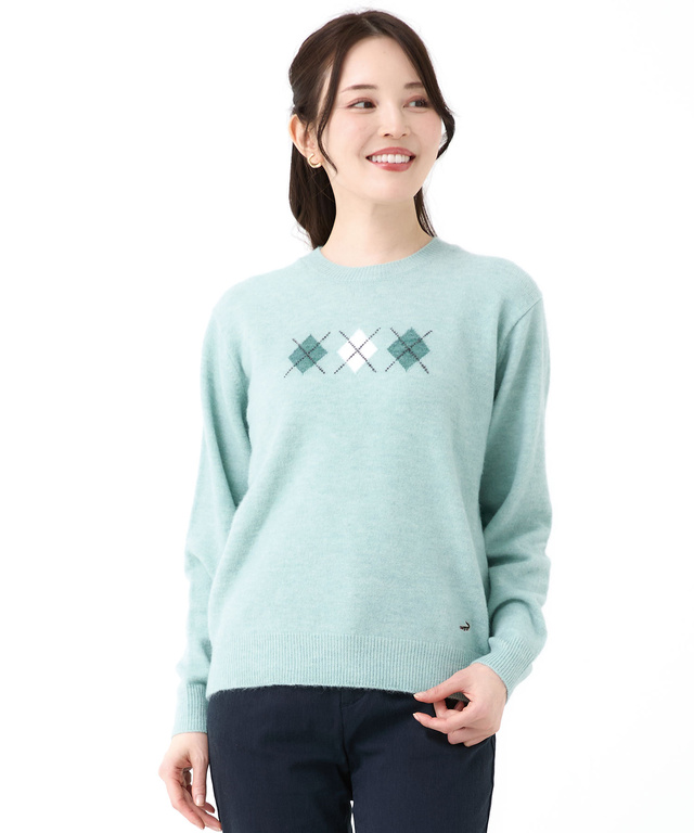 アーガイル プルオーバー ニット【手洗いOK】