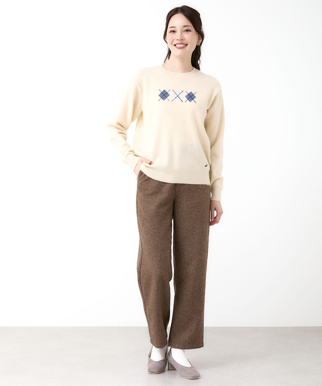 アーガイル プルオーバー ニット【手洗いOK】