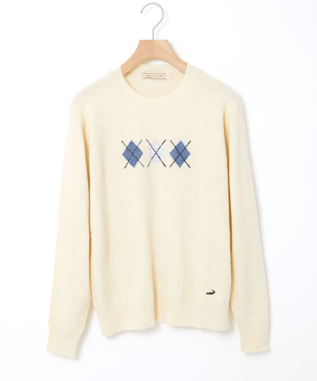 アーガイル プルオーバー ニット【手洗いOK】