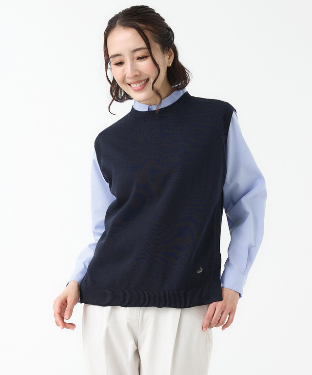 クルーネック ニット ベスト【手洗いOK】