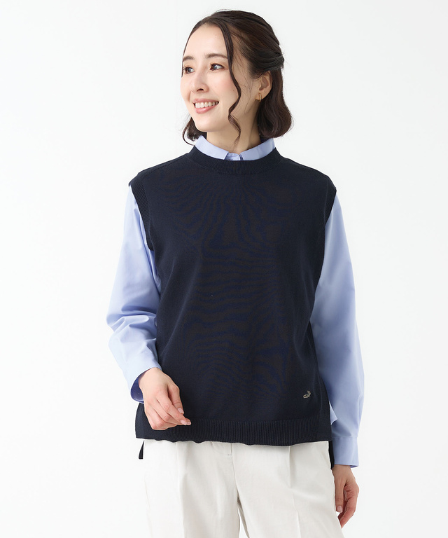 クルーネック ニット ベスト【手洗いOK】