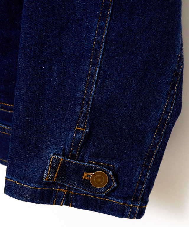 ノーカラー デニムジャケット