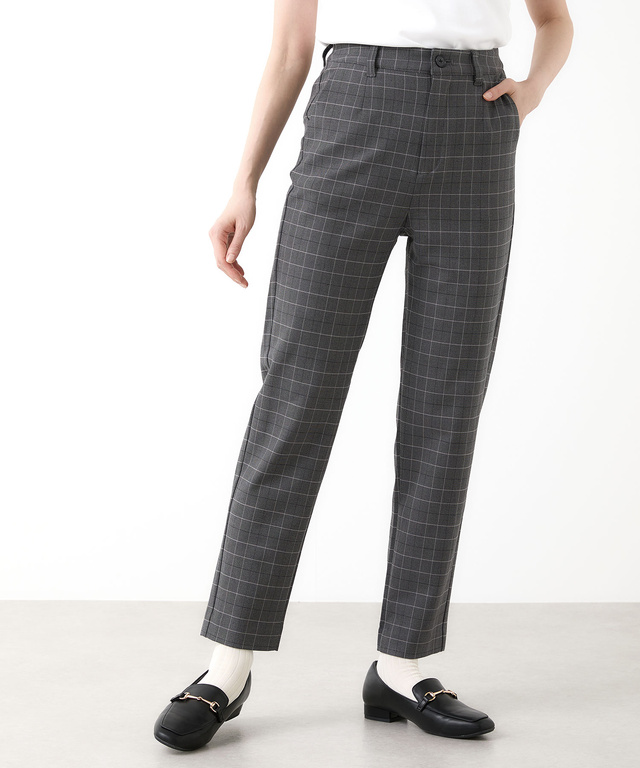 チェック柄 テーパード パンツ