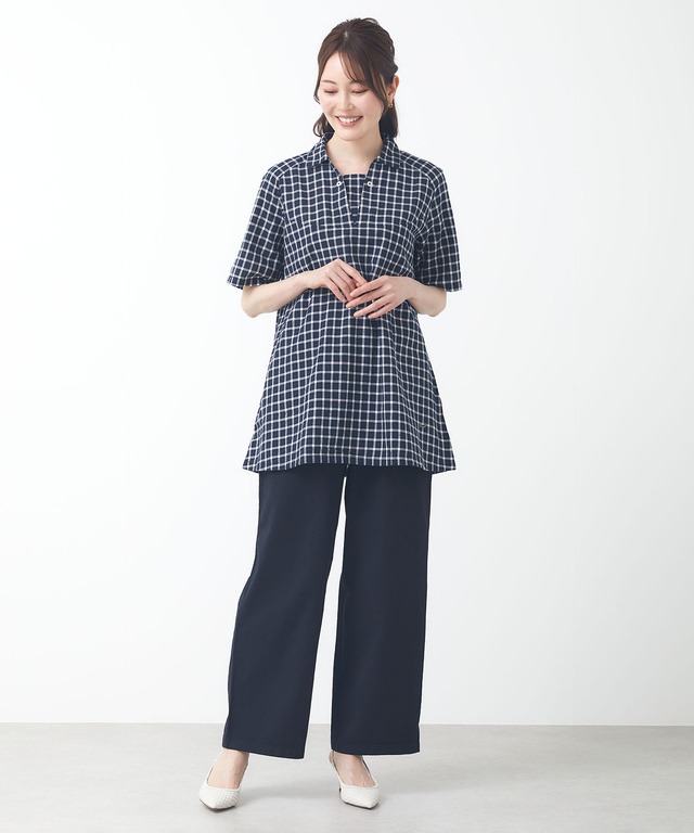 コットンリネン スキッパー チュニック【オンラインショップ限定】