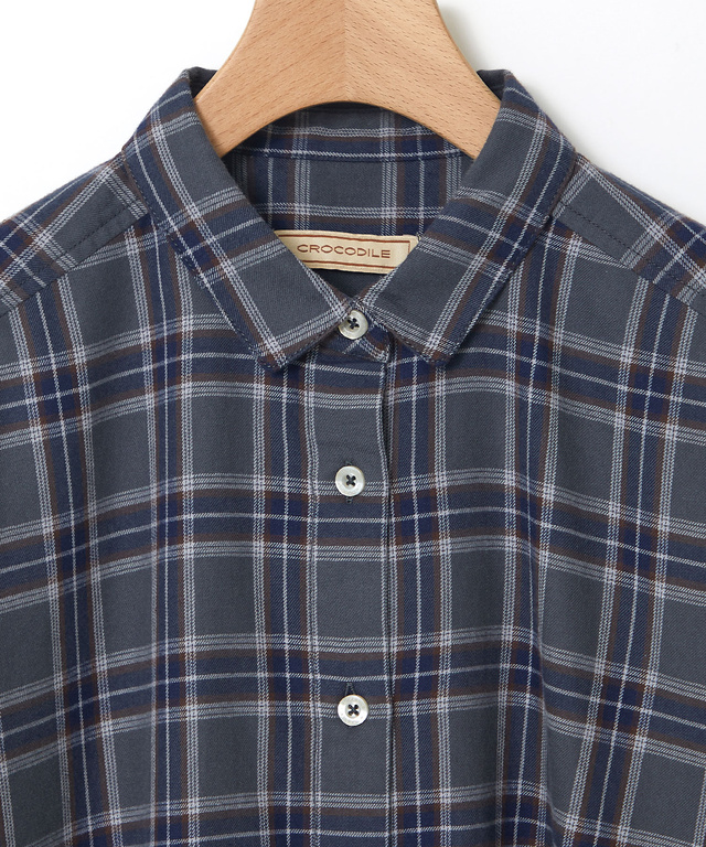 レギュラーカラー チェック柄 チュニック