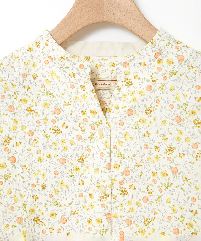 花柄 スタンドカラー チュニック