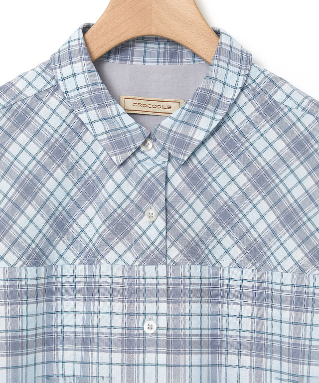 フロント切り替え チェック柄 チュニック【オンラインショップ・一部店舗限定】