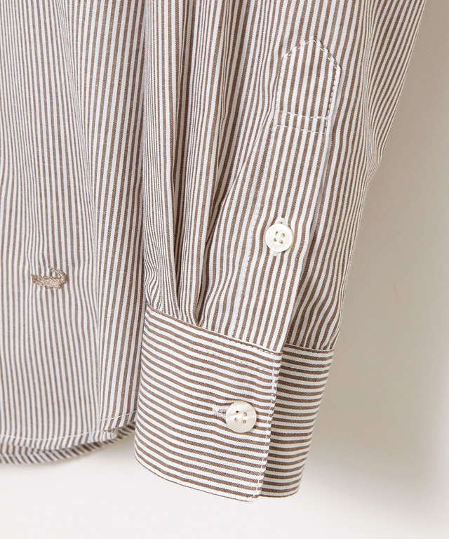 フリルカラー ストライプ ブラウス