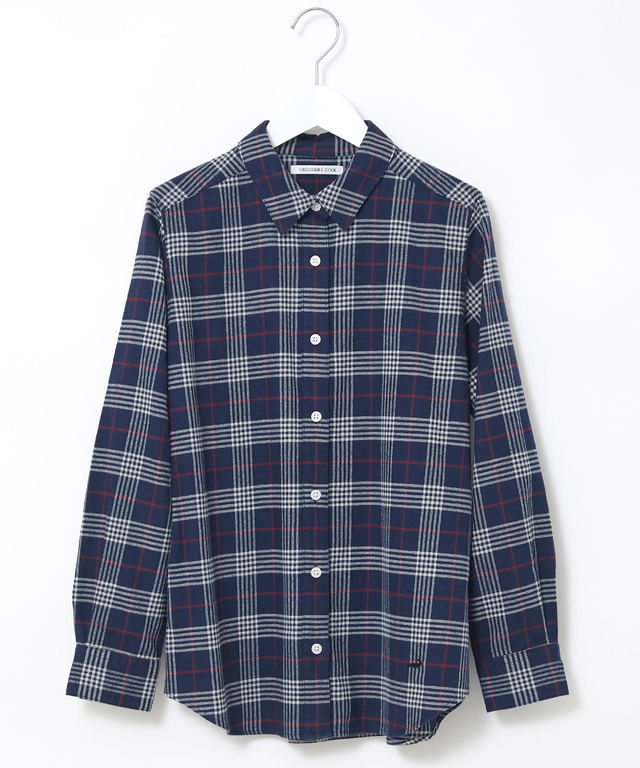 微起毛 チェック柄 ブラウス