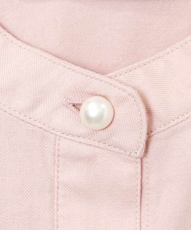 コットン バンドカラー ブラウス