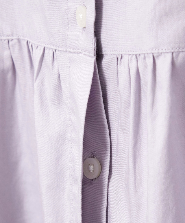 ギャザー デザイン バンドカラーブラウス