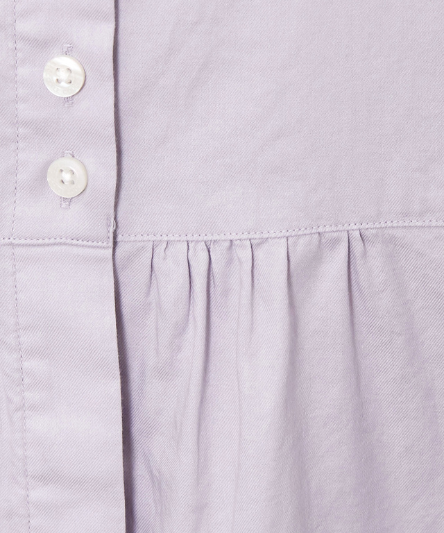 ギャザー デザイン バンドカラーブラウス