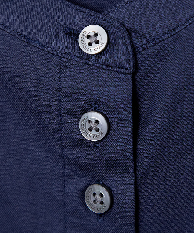 ギャザー デザイン バンドカラーブラウス