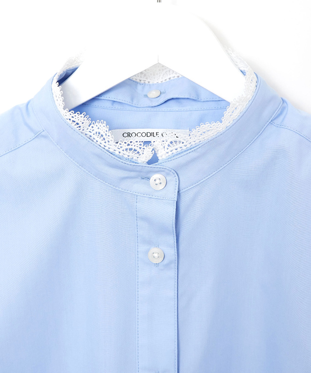 襟レース バンドカラー ブラウス