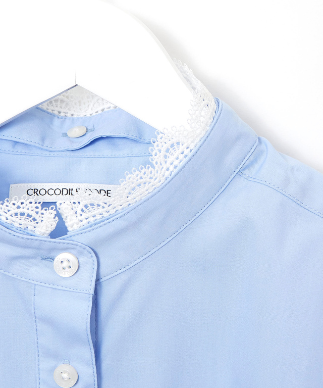 襟レース バンドカラー ブラウス