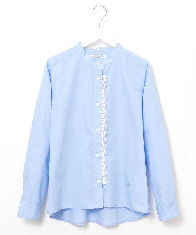 襟レース バンドカラー ブラウス