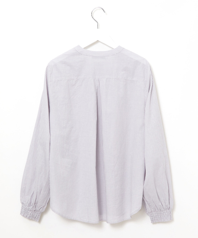 ストライプ  バンドカラー ブラウス