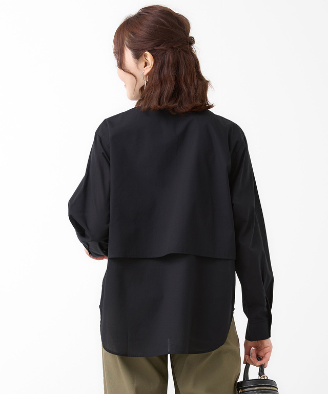 ヨーク切替 バンドカラー ブラウス【オンラインショップ・一部店舗限定】