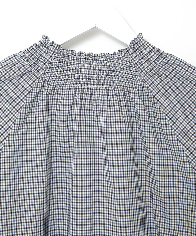 ギンガムチェック 七分袖 ブラウス