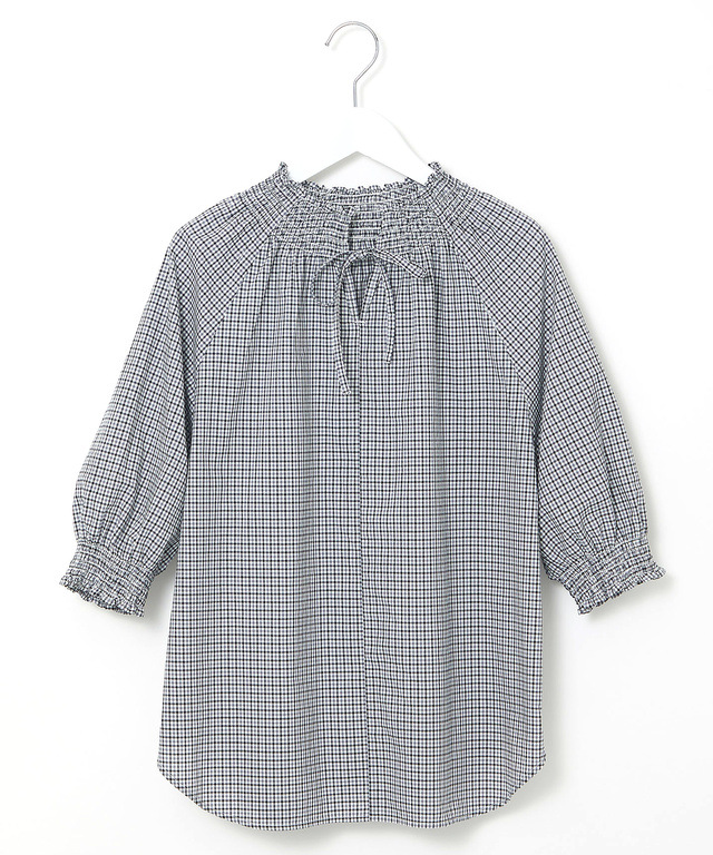 ギンガムチェック 七分袖 ブラウス