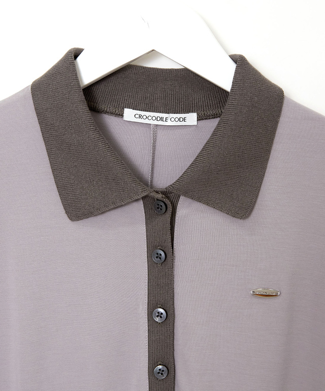 ポロ襟 カット ワンピース